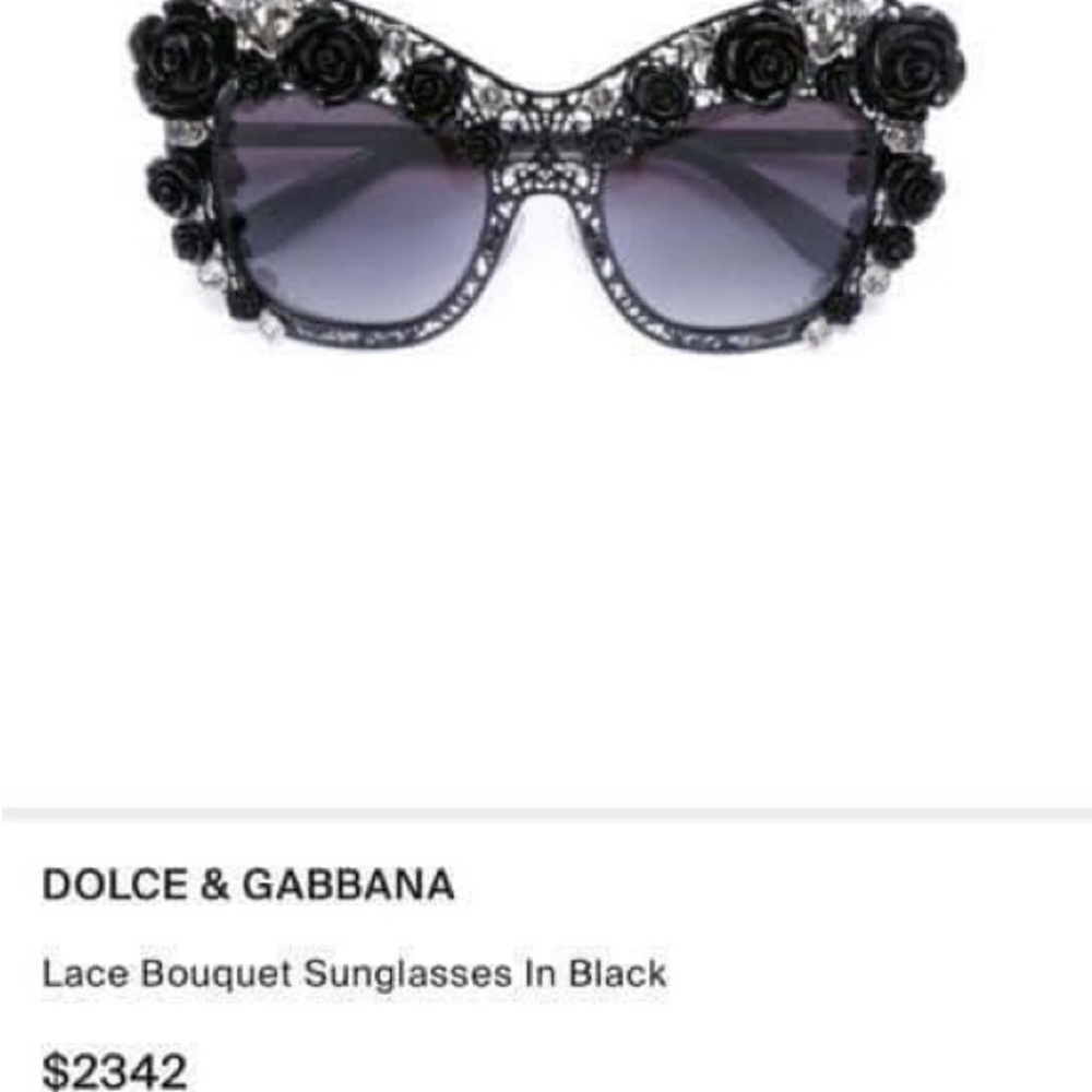 RARE Dolce & Gabbana’s Black Lace Rose Rhinestone Metal Lace sunglasses